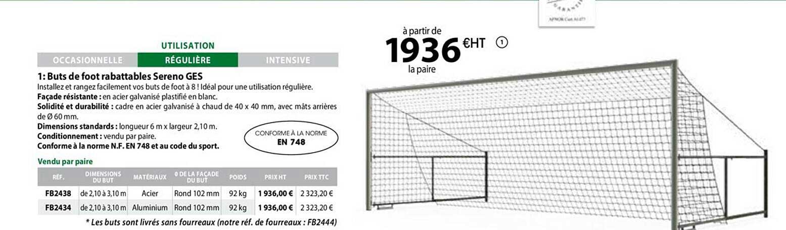 buts de foot rabattables sereno ges