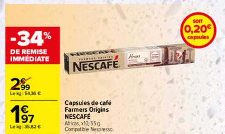 capsules de café farmers origins nescafé