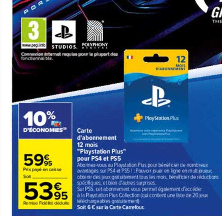 Carte D'abonnement 12 Mois "playstation Plus" Pour Ps4 Et Ps5
