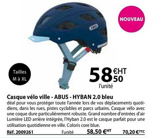 casque vélo ville - abus - hyban 2.0 bleu