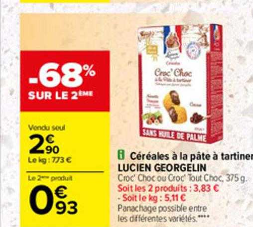 céréales à la pâte à tartiner lucien georgelin