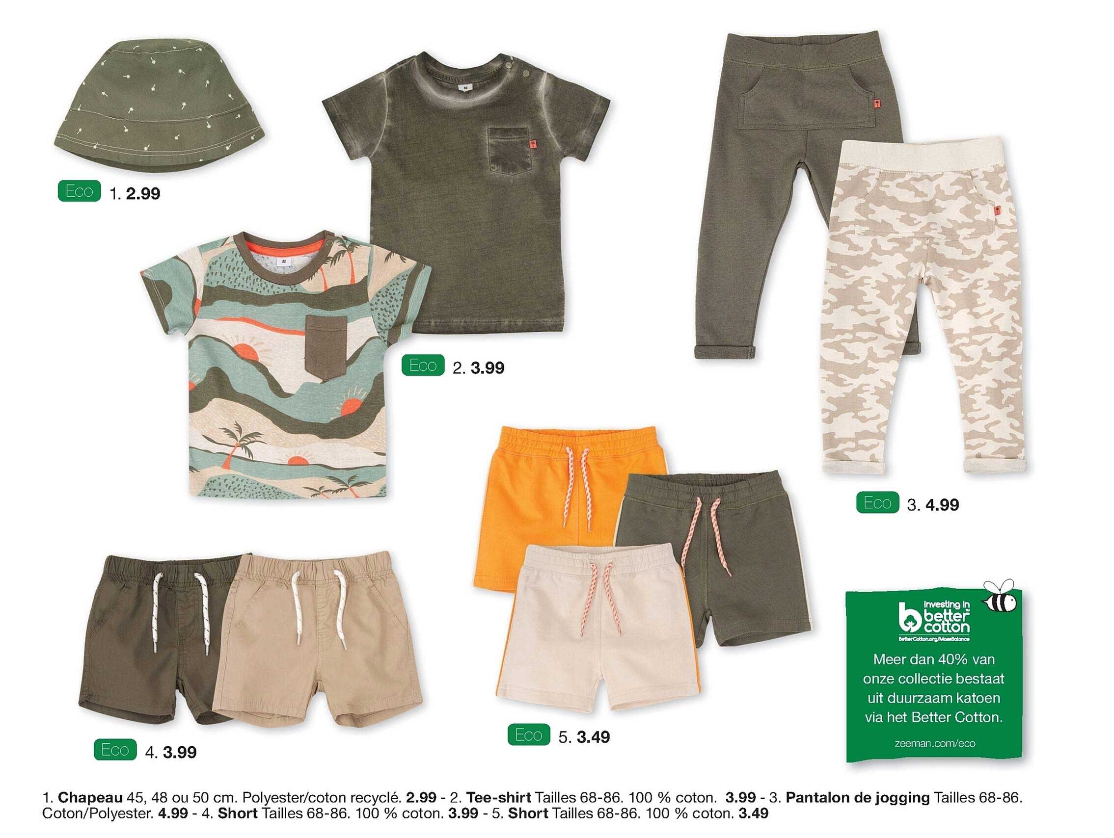 chapeau, tee-shirt, pantalon de jogging, short