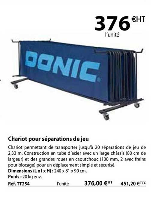 chariot pour séparations de jeu