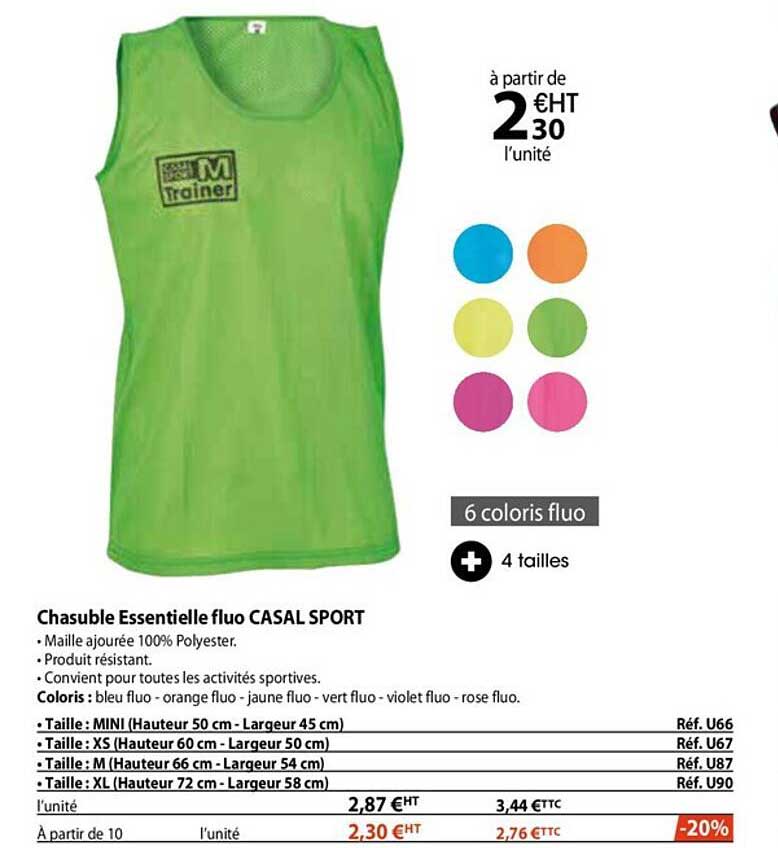 chasuble essentielle fluo casal sport