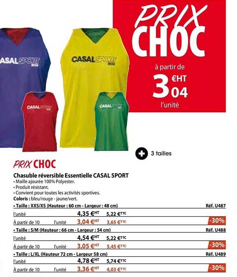 chasuble réversible essentielle casal sport