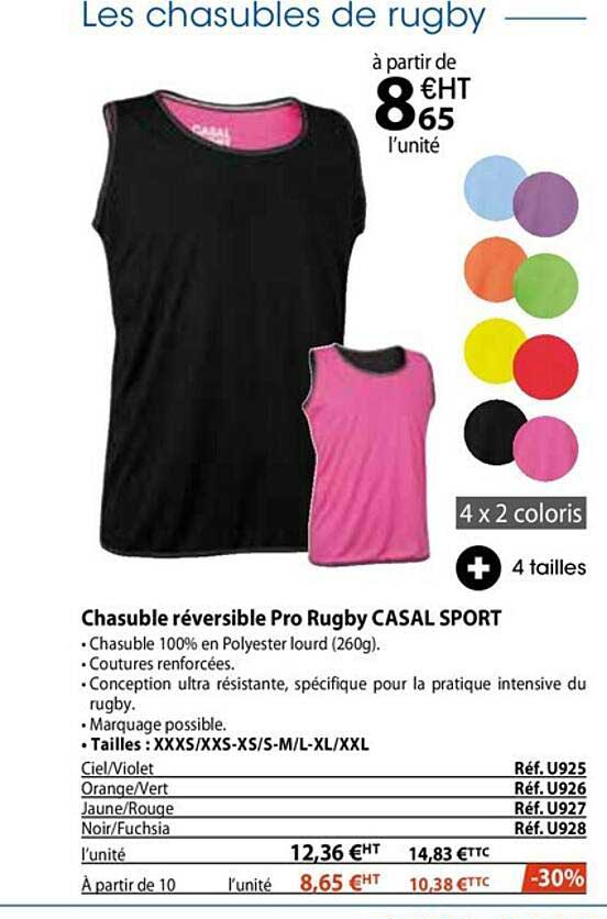 chasuble réversible pro rugby casal sport