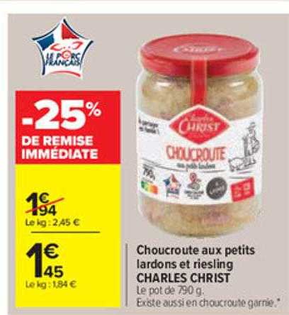 Choucroute Aux Petits Lardons Et Riesling Charles Christ