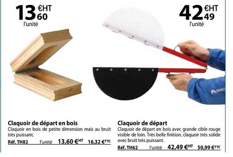 claquoir de départ en bois, claquoir de départ