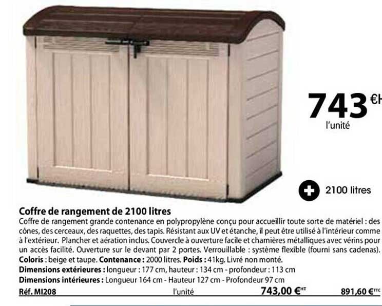 Coffre De Rangement De 2100 Litres