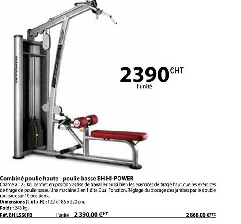 combiné poulie haute-poulie basse bh hi-power