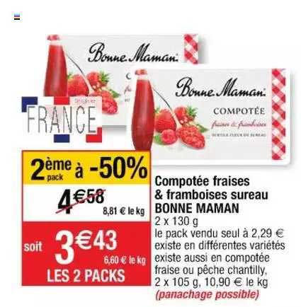 compotée fraises & framboises sureau bonne maman