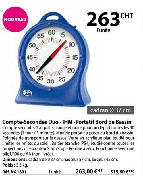 compte-secondes duo - ihm - portatif bord de bassin