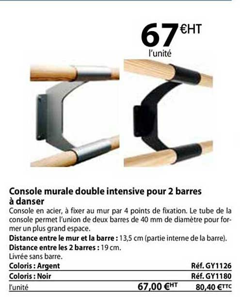 console murale double intensive pour 2 barres à danser