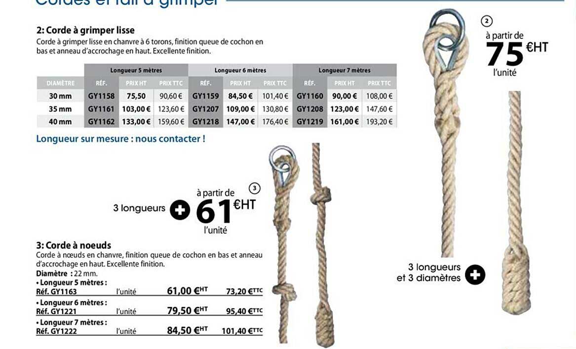 corde à grimper lisse ou corde à noeuds