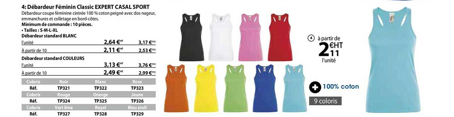 débardeur féminin classic expert casal sport