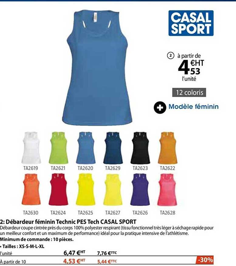 débardeur féminin technic pes tech casal sport