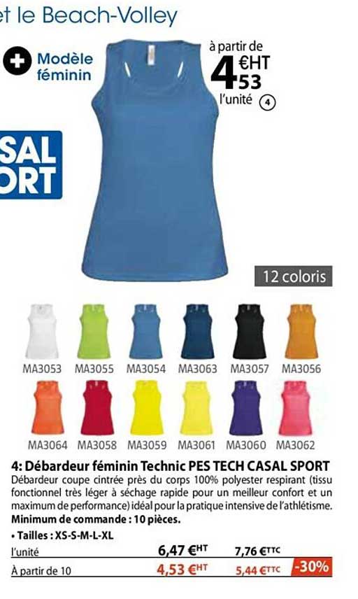 débardeur féminin technic pes tech casal sport
