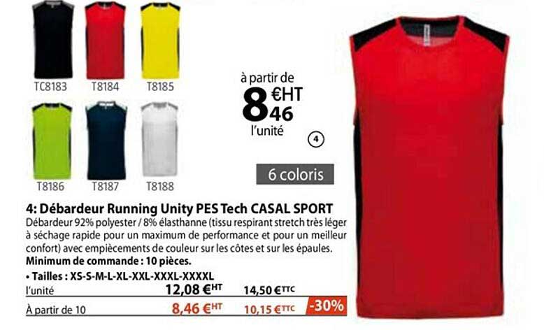 débardeur running unity pes tech casal sport