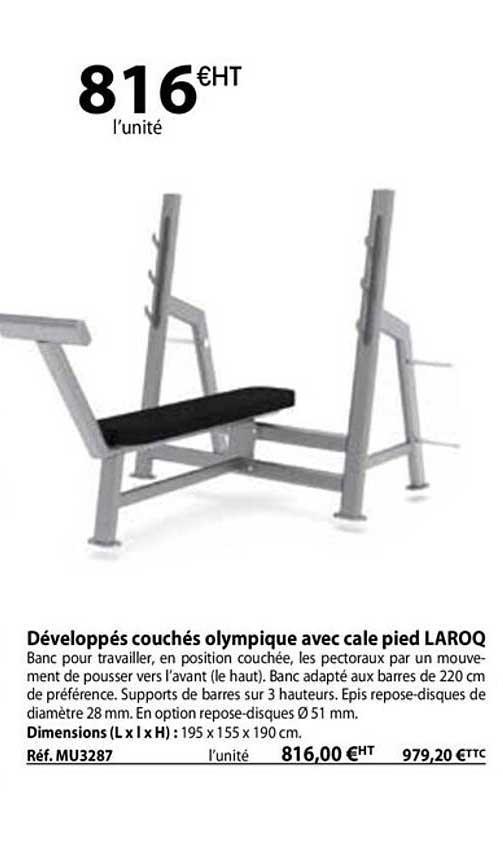 développé couches olympique avec cale pied laroq