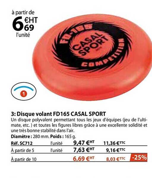 disque volant fd165 casal sport