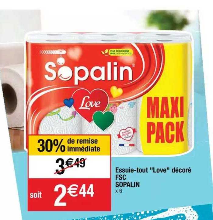 essuie-tout "love" décoré fsc sopalin