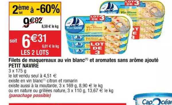 filet de maquereaux au vin blanc et aromates sans arôme ajouté petit navire