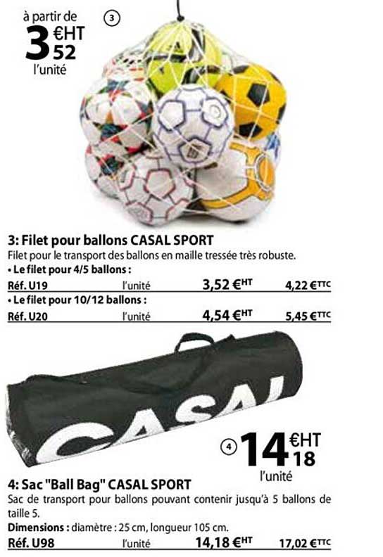 filet pour ballons casal sport , sac "ball bag" casal sport