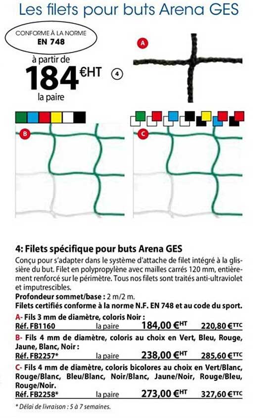 filets spécifique pour buts arena ges