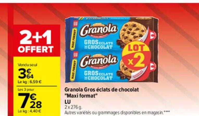 granola gros éclats de chocolat "maxi format" lu