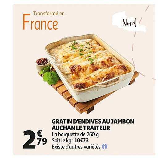 gratin d'endives au jambon auchan le traiteur