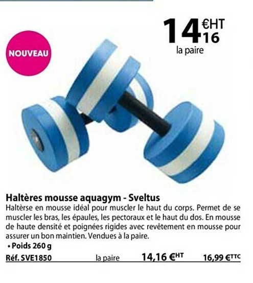 haltères mousse aquagym - sveltus