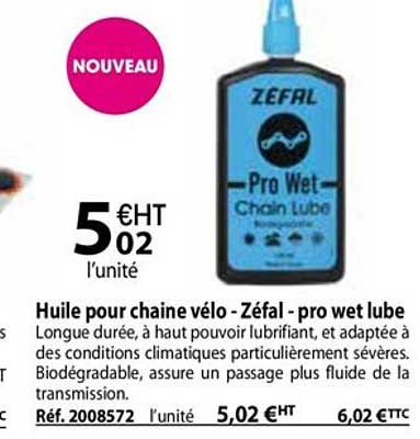 huile pour chaine vélo - zéfal - pro wet lube