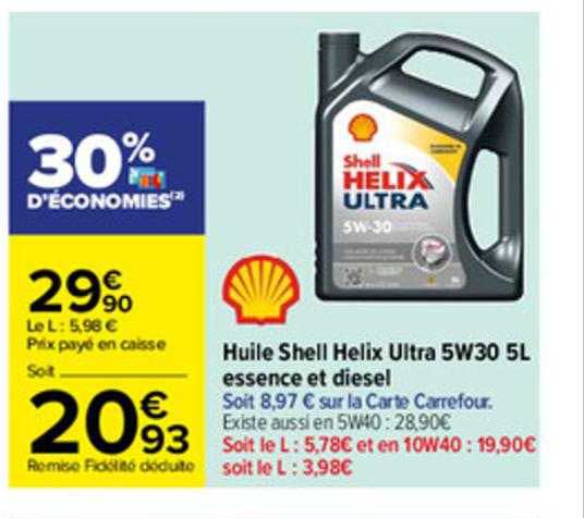 huile shell helix ultra 5w30 5l essence et diesel