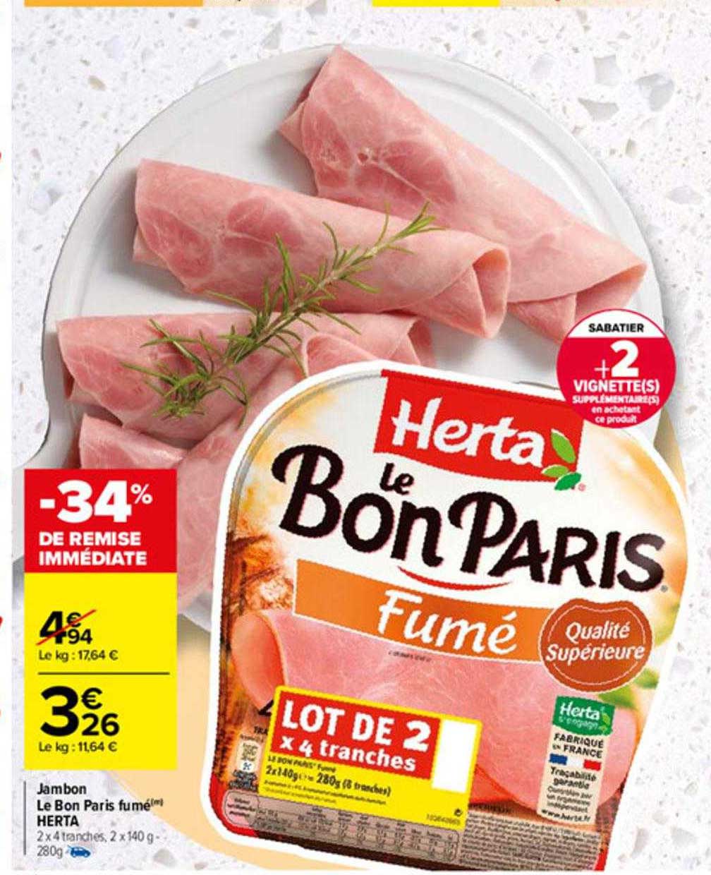 Jambon Le Bon Paris Fumé Herta