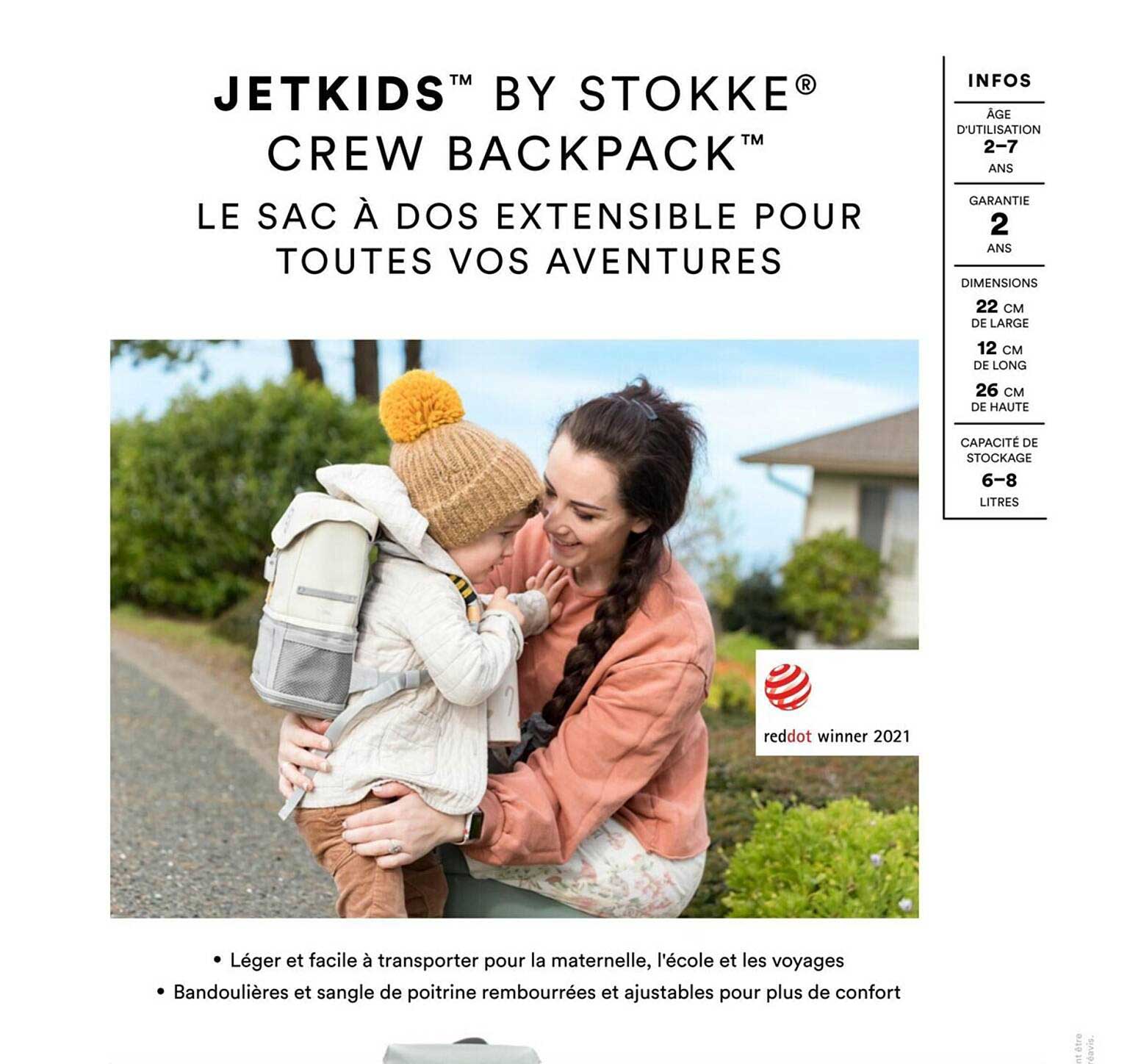 jetkids by stokke crew backpack le sac à dos extensible