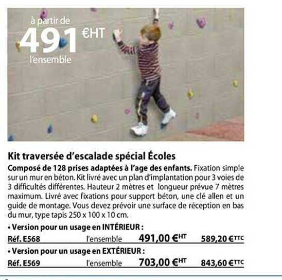 kit traversée d'escalade spécial écoles