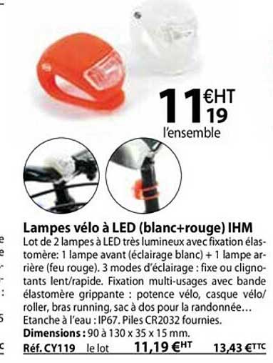 lampes vélo à led (blanc+rouge) ihm