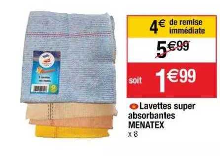 lavettes super absorbantes menatex