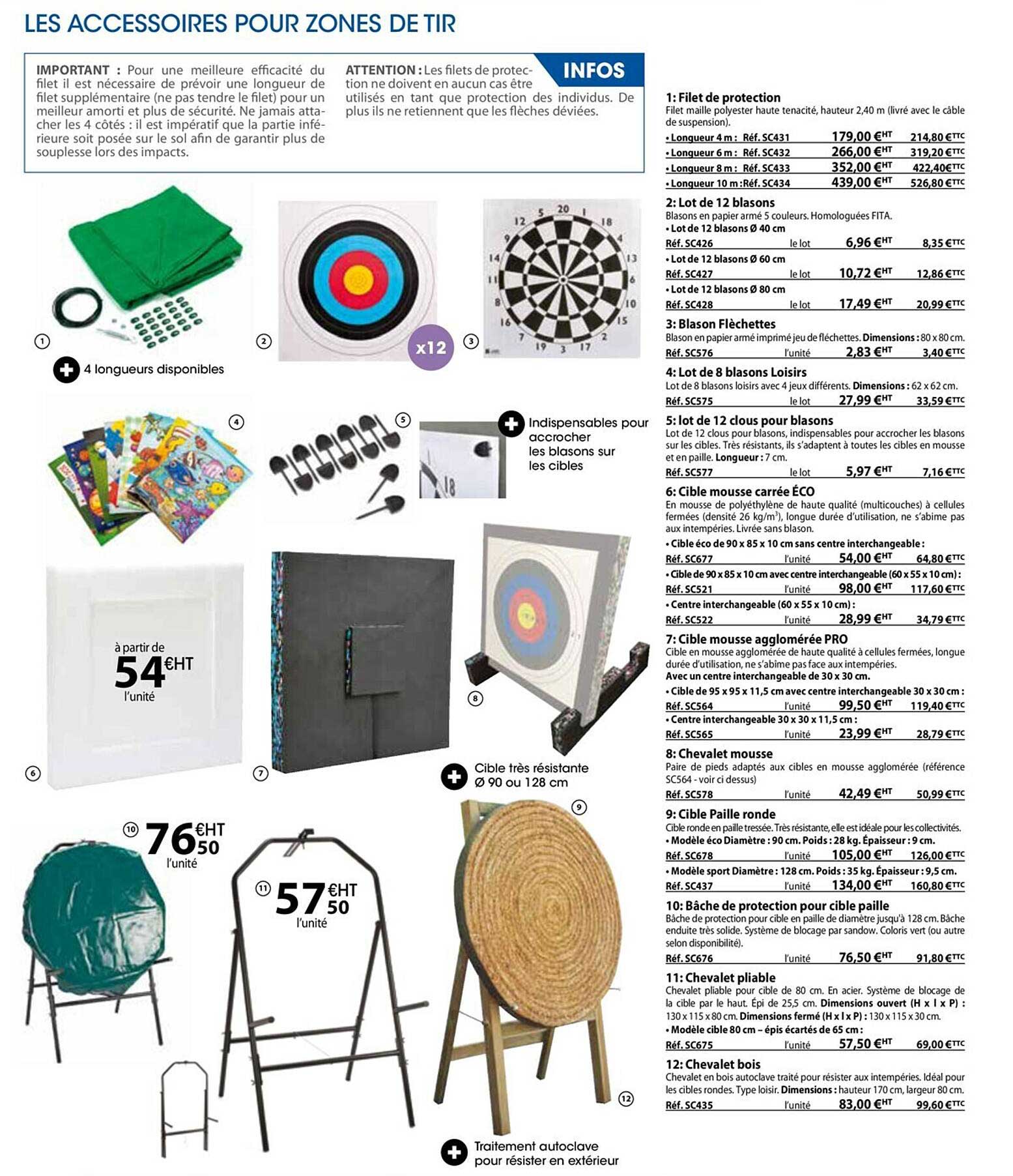 les accessoires pour zones de tir