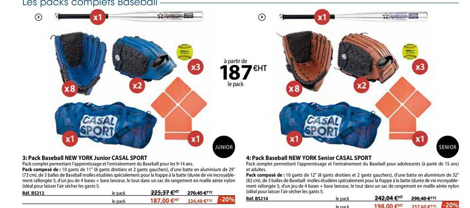 les packs complets baseball