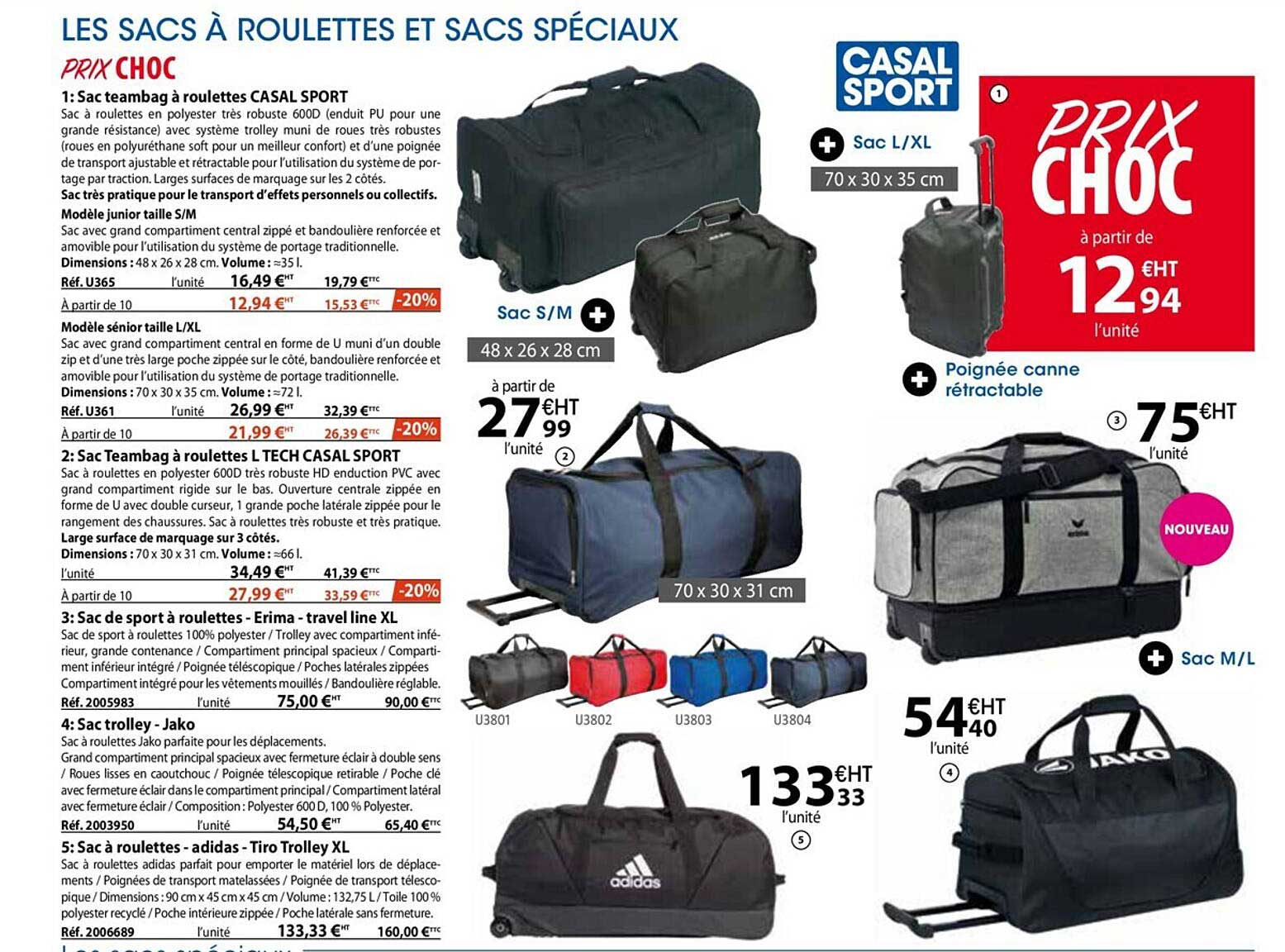 les sacs à roulettes et sacs spéciaux