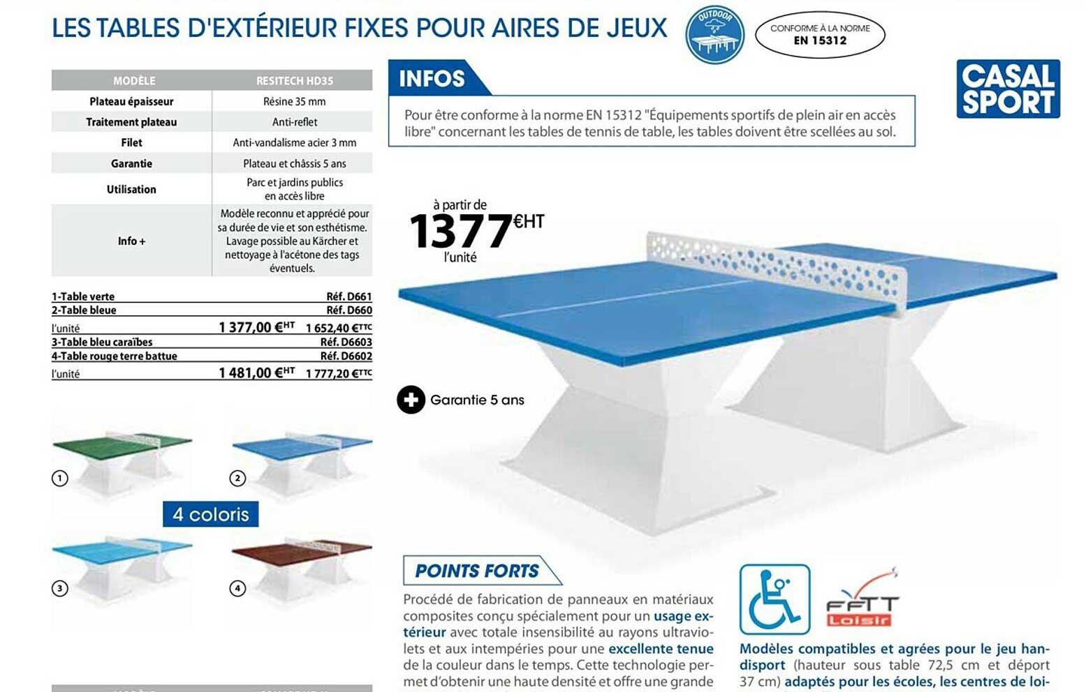 les tables d'extérieur fixes pour aires de jeux