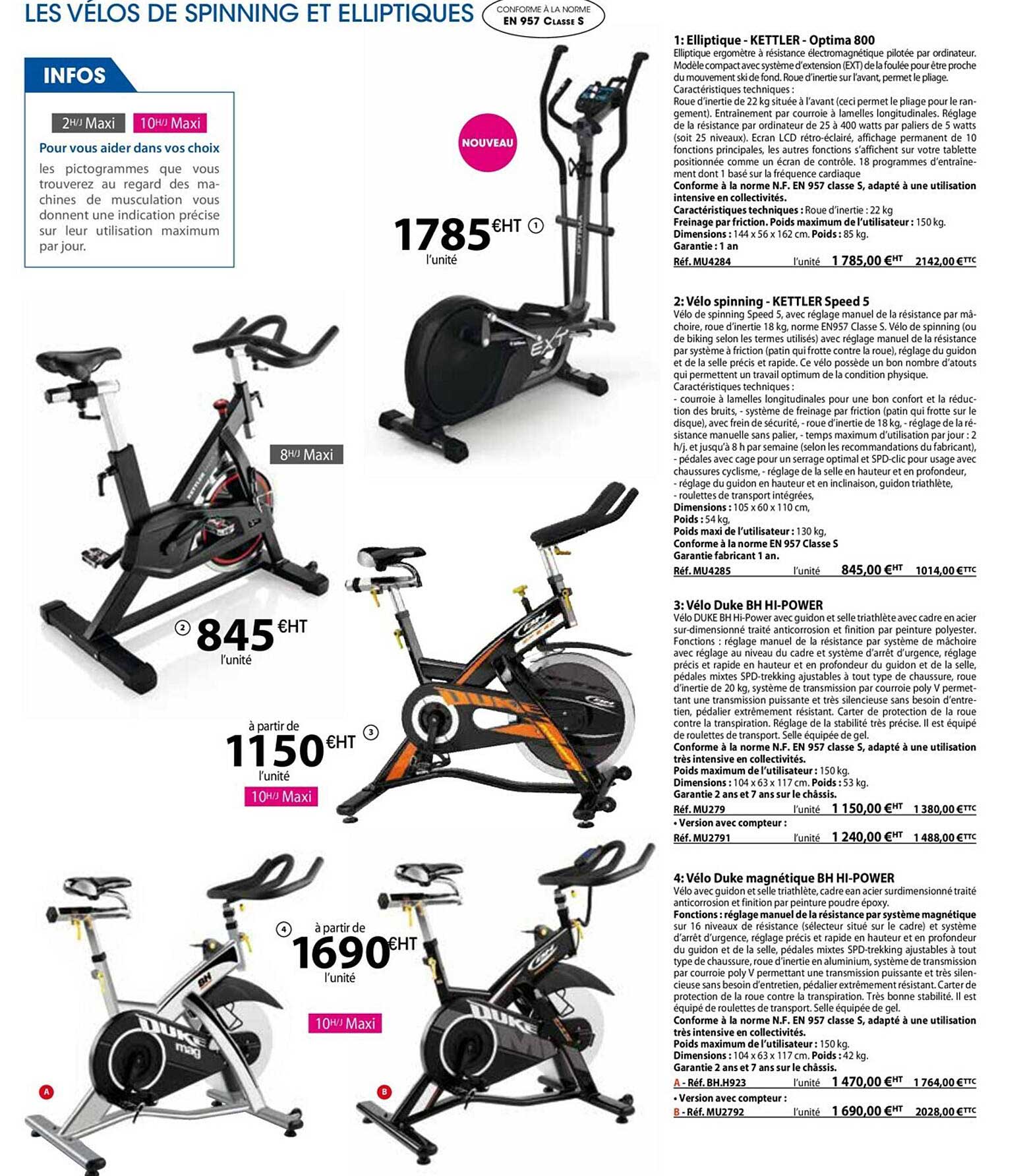 les vélos de spinning et elliptiques