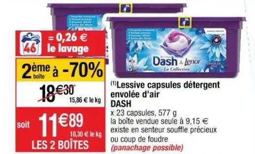 lessive capsules détergent envolée d'air dash