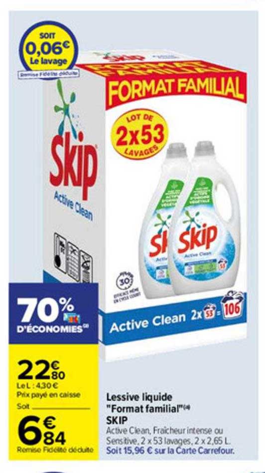 lessive liquide "format familial" skip