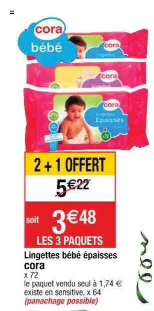 Lingettes Bébé épaisses Cora