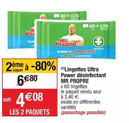 lingettes ultra power désinfectant mr propre