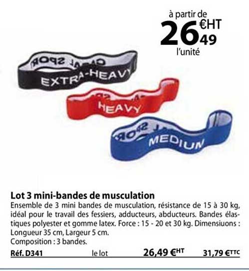 lot 3 mini-bandes de musculation