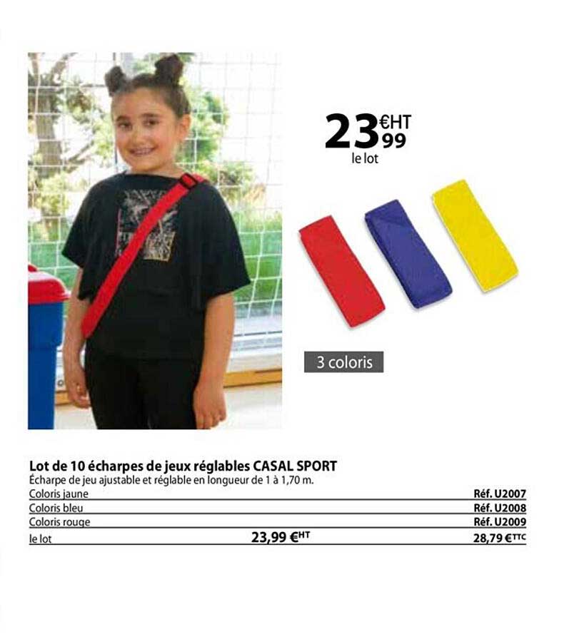 lot de 10 écharpes de jeux réglables casal sport