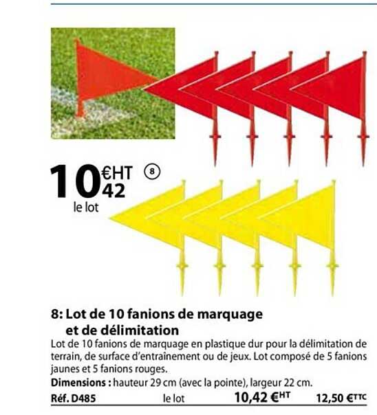 lot de 10 fanions de marquage et de délimitation